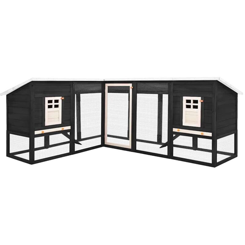 Vidaxl - Kaninchenstall mit Freilauf Grau und Weiß Tanne Massivholz