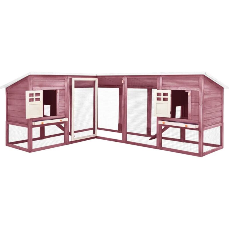 Kaninchenstall mit Freilauf Mocca und Weiß Tanne Massivholz - Vidaxl