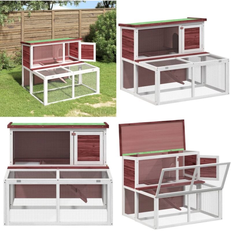 Vidaxl - Kaninchenstall Mokka 102x90x84,5 cm Massivholz Kiefer - Kaninchenstall - Kaninchengestell - Holzhaus Für Kaninchen - Tierheim - Kleintiere