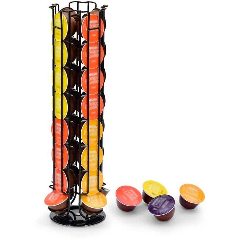 Kapselhalter für 32 Dolce Gusto Kapseln, Kaffeekapsel-Aufbewahrungsständer, rutschfester Boden, drehbar, schwarz