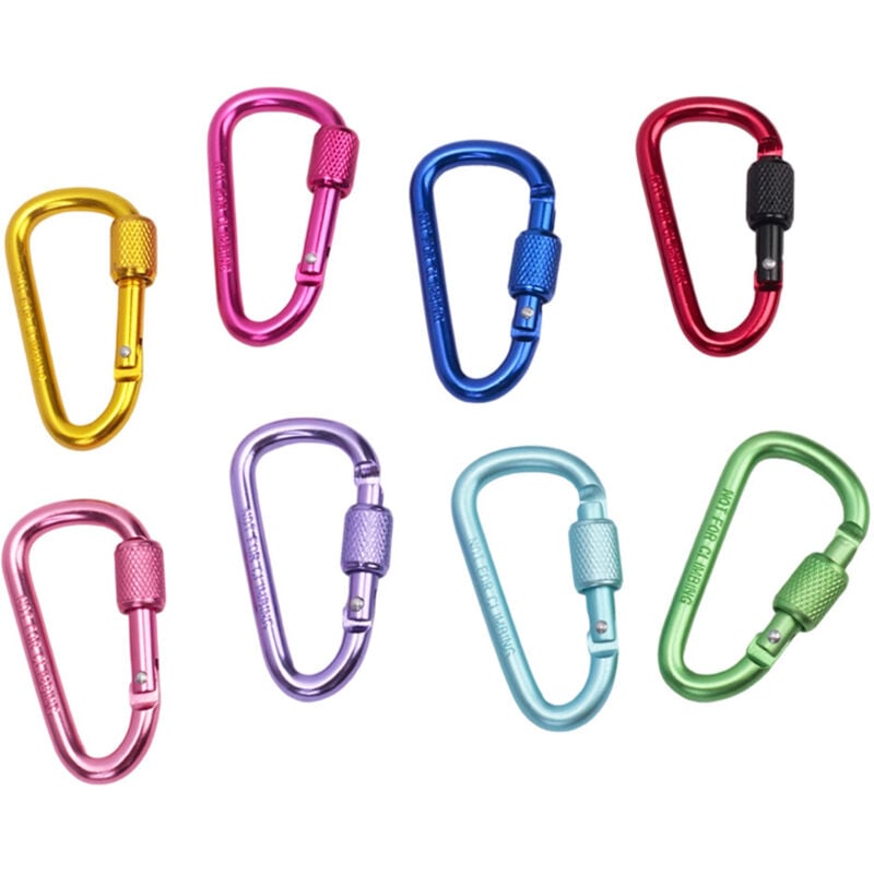 Karabiner, 3,1 x 5,8 cm, 8er-Set, farbig, für Outdoor-Rucksäcke und Wasserflaschen, Muttern aus Aluminiumlegierung, Kletterhaken.
