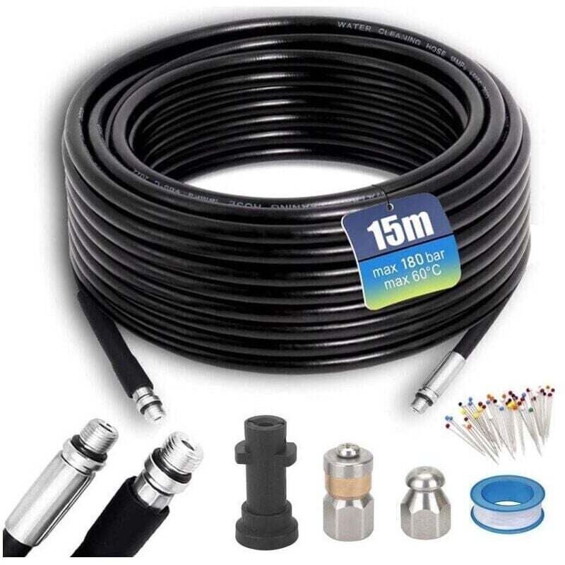 Kärcher 15 m Abflussreinigungsschlauch, 180 bar, 60 °C, Kärcher Abflussspirale, kompatibel mit Adaptern für Kärcher K2, K3, K4, K5, K6, K7 Zubehör