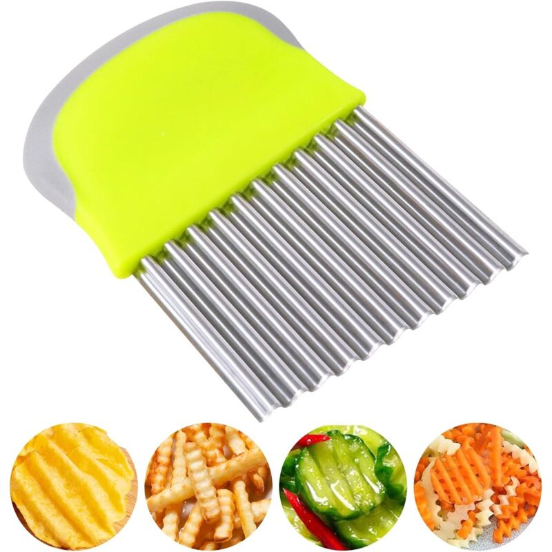 Kartoffelschneider, gewelltes Pommes-Frites-Messer, Kartoffelschneider, Edelstahl-Wellenmesser, Gemüseschneider, gezacktes Messer für Gemüse, Obst,