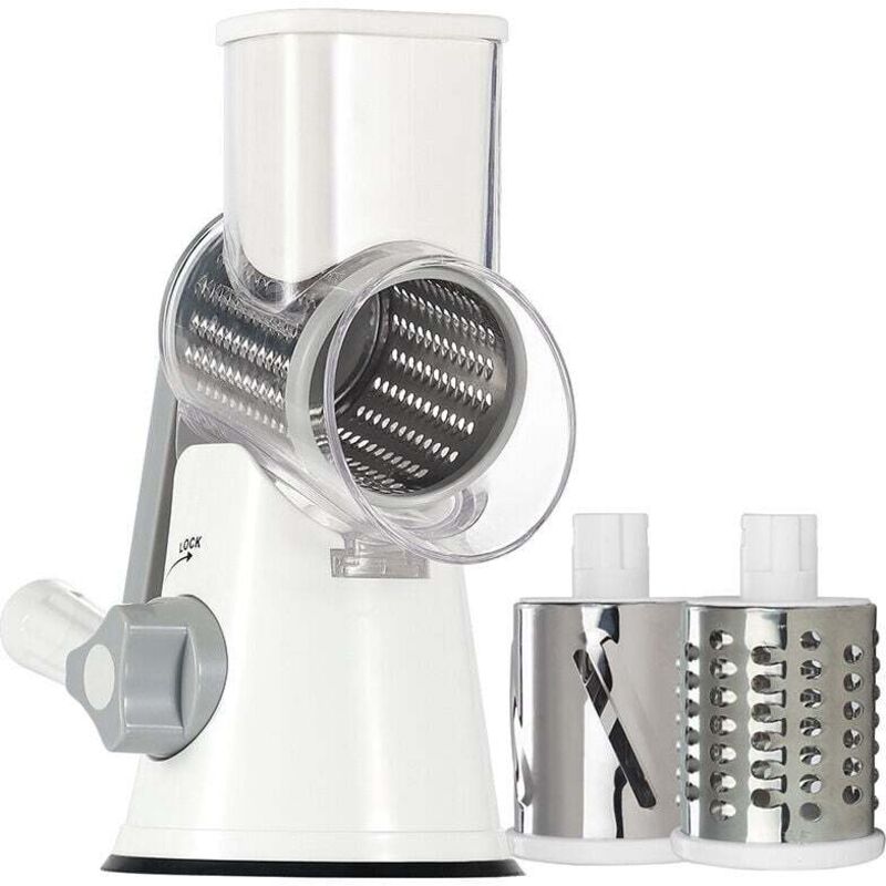 Käsereibe, Gemüsereibe mit 3 Trommelklingen, Küchenreibe für leichteres Schneiden, Gemüseschneider für Käse, Gurken, Karotten, Nüsse