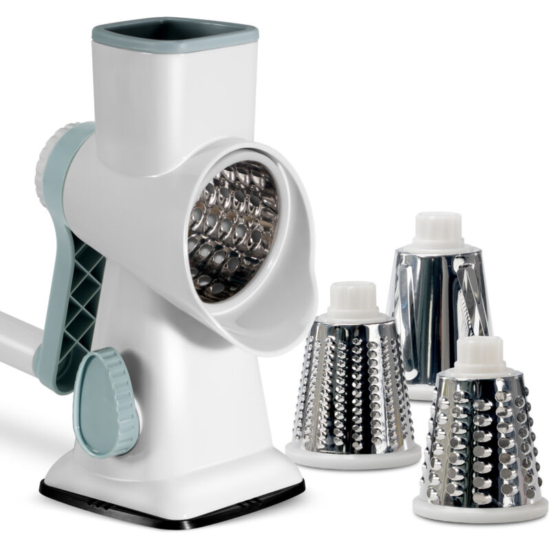 Käsereibe mit Kurbel, Gemüseschneider, 3 auswechselbare Trommelklingen aus Edelstahl, manuelle Trommelreibe, Gemüsereibe, ideal für Gurken, Käse,