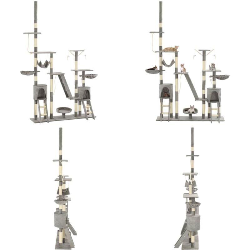 Vidaxl - Katzen-Kratzbaum mit Sisal-Kratzsäulen 230 - 250 cm Grau - Katzen Kratzbaum - Katzenmöbel - Sisalkratzbaum - Mehrstöckiger Katzenbaum