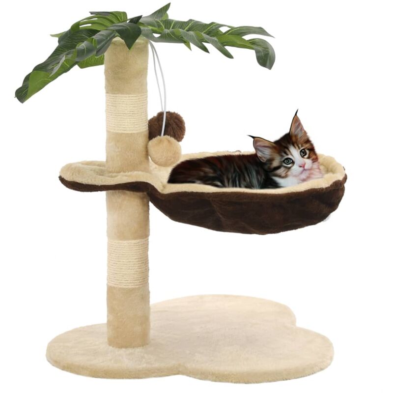 Katzen-Kratzbaum mit Sisal-Kratzstange 50 cm Beige und Braun Vidaxl