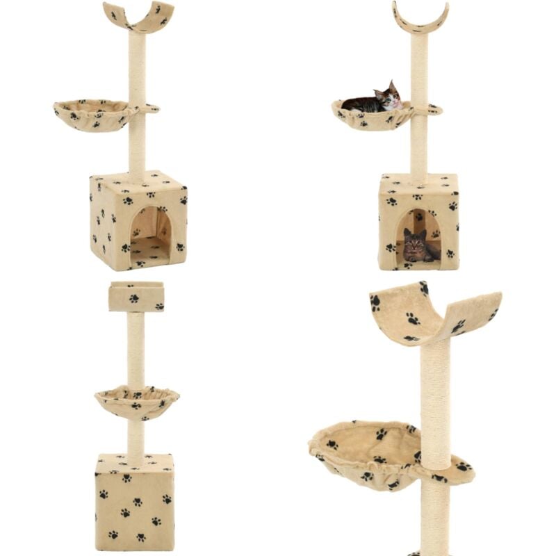 Vidaxl - Katzen-Kratzbaum mit Sisal-Säulen 105 cm Beige Pfoten-Aufdruck - Katzen Kratzbaum - Sisalsäule - Katzenmöbel - Katzenhaus - Spielplatz Für