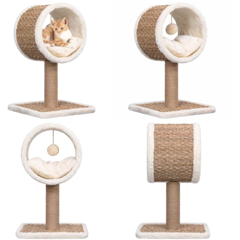 Vidaxl - Katzen-Kratzbaum mit Tunnel und Spielzeug 56 cm Seegras - Katzenkratzbaum - Kratzbaum - Katzenmöbel - Katzenspielzeug - Indoor
