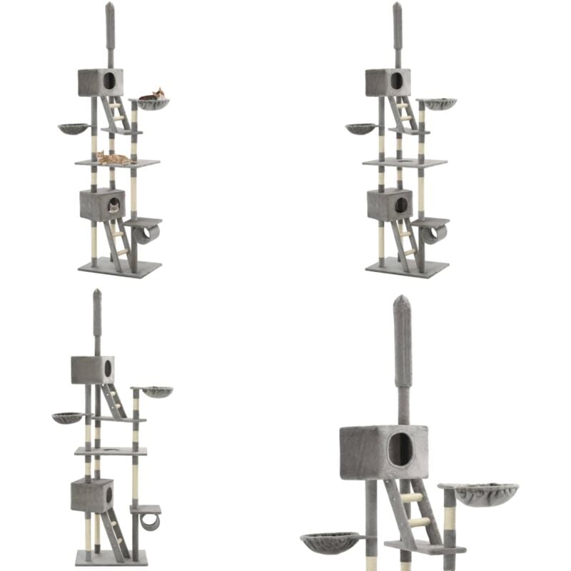 Vidaxl - Katzen-Kratzbaum Sisal 230 - 260 cm Grau - Katzen Kratzbaum - Katzenmöbel - Sisalkratzbaum - Mehrgeschossiger Katzenbaum - Katzenspielplatz