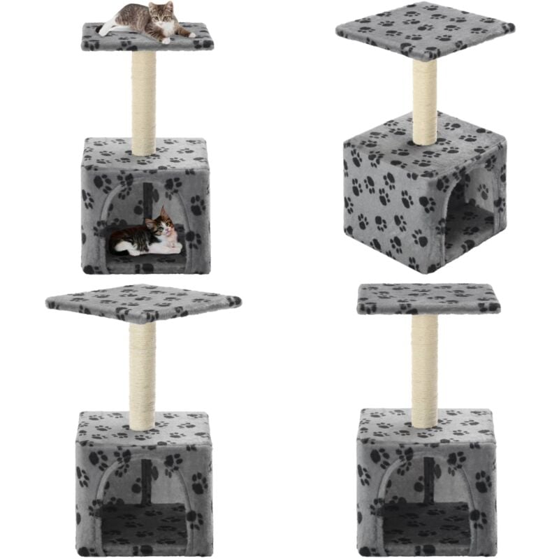 Vidaxl - Katzen-Kratzbaum Sisal 55 cm Grau Pfoten-Aufdruck - Katzen Kratzbaum - Sisal Kratzbaum - Katzenmöbel - Katzenhaus - Spielplatz Katze - Home