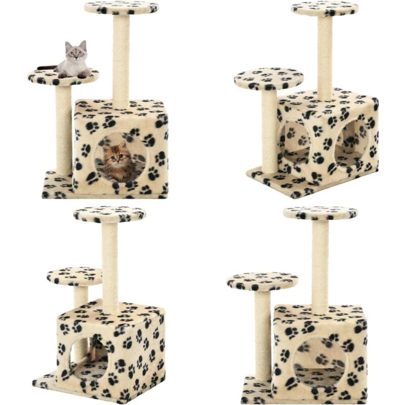 Vidaxl - Katzen-Kratzbaum Sisal 60 cm Beige Pfoten-Aufdruck - Katzen Kratzbaum - Katzenmöbel - Katzenhaus - Kratzbaum Sisal - Plüschkatze - Home &