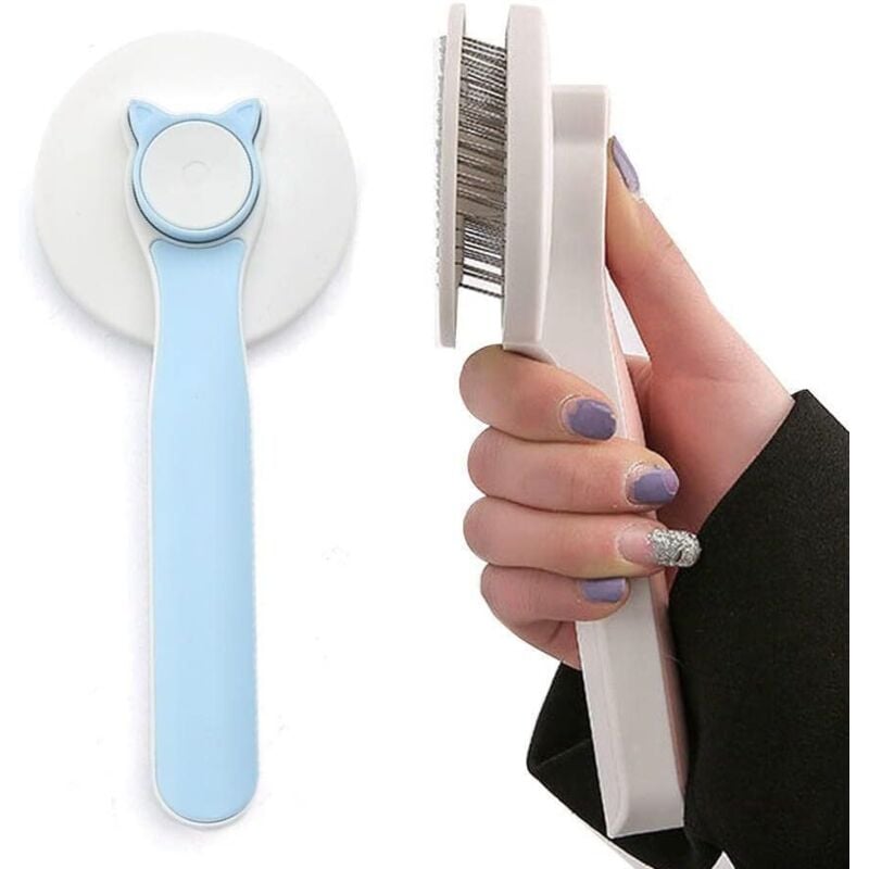 Katzen- und Hundebürste – Selbstreinigende Anti-Haarausfall-Bürsten für Hunde und Katzen – Zubehör für lang- oder kurzhaarige Haustiere – Kein Ziehen