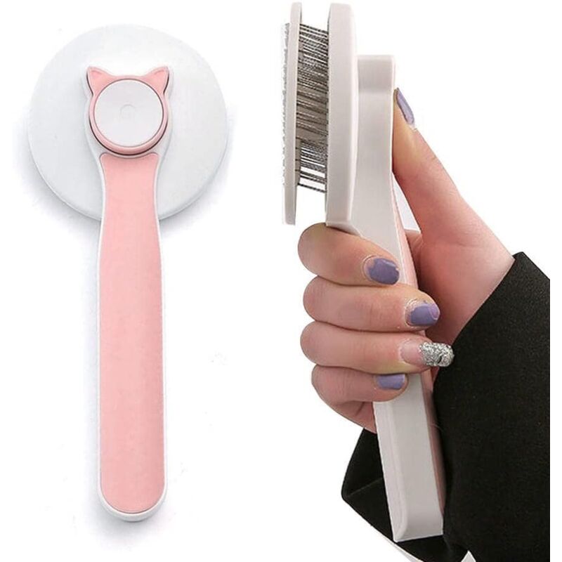 Katzen- und Hundebürste – Selbstreinigende Anti-Haarausfall-Bürsten für Hunde und Katzen – Zubehör für lang- oder kurzhaarige Tiere – Zieht nicht an