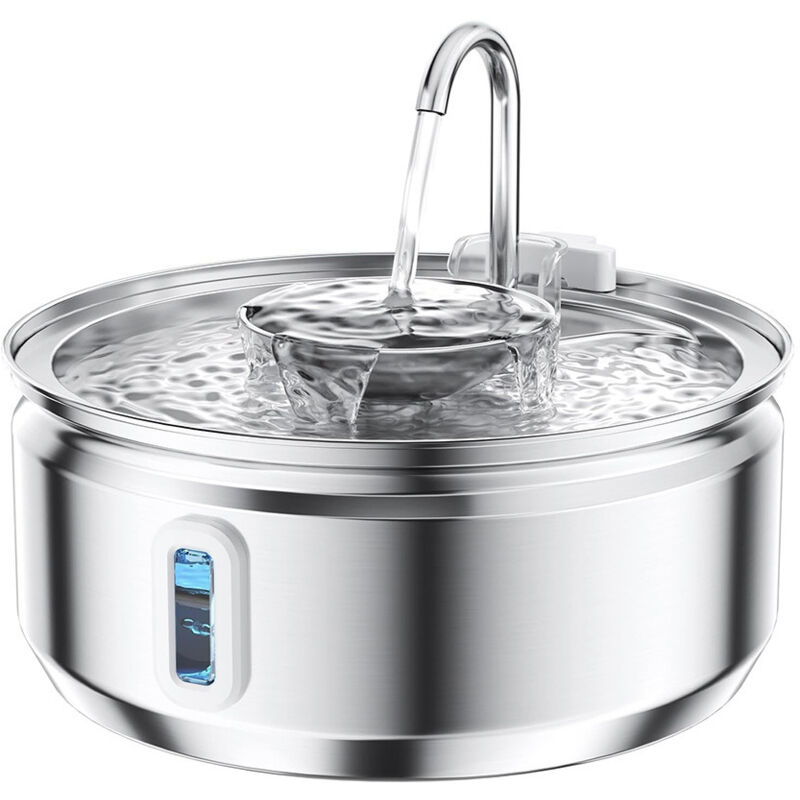 Katzenbrunnen 3,2L Edelstahl • Mit Wasserstandsfenster & Doppelfilter • Leise Pumpe • Spülmaschinenfest • Kranich-Design • Für Frisches Trinkwasser