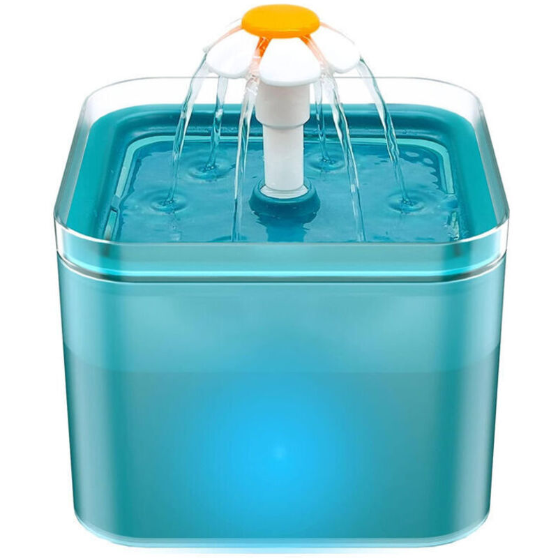 Katzenbrunnen, ultraleiser Katzenbrunnen, Brunnen mit LED-Beleuchtung, 2 Liter, Mehrfachfilterung, fließendes Wasser, drei Wasserflussmodi