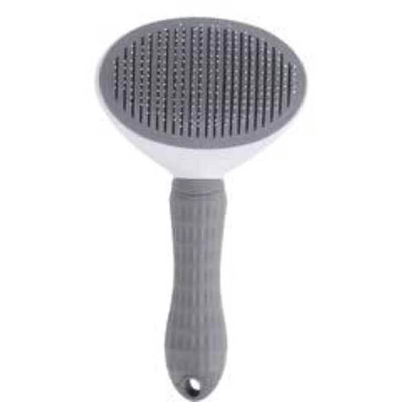 Katzenbürste, Katzenhaarentfernungskamm, rutschfeste Pflegebürste, Hundebürste aus Edelstahl, Katzenzubehör (grau)