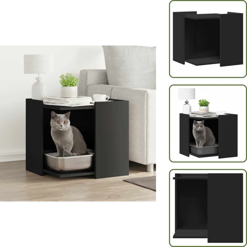 Vidaxl - Katzenklo Schwarz 53x53x51 cm Holzwerkstoff - Katzenklo - Katzentoilette - Katzenklo Möbel - Katzentoilette Möbel