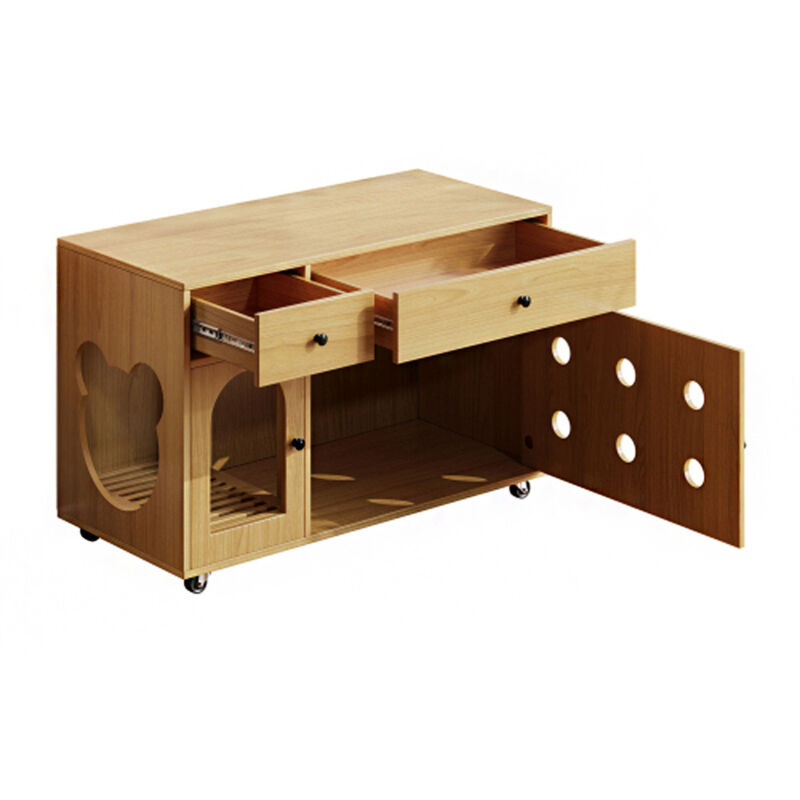 Katzenkloschrank (bewegliche Katzentoilette) – Katzenschrank/Katzenhaus mit abnehmbare Sandablassplatte, geruchsisoliert, ohne Katzenklo, 100×45×66