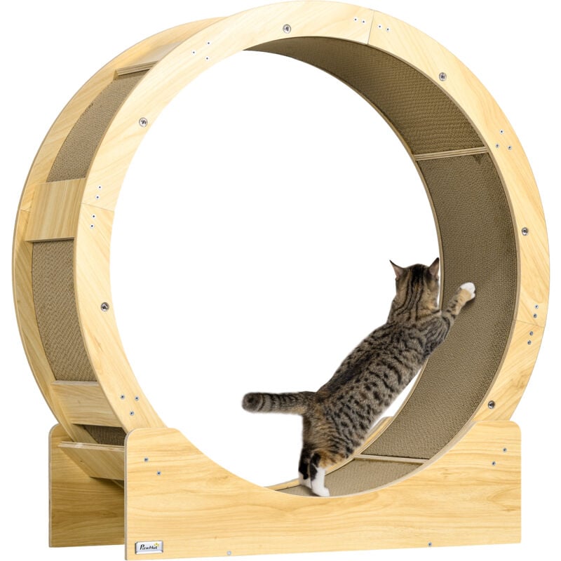 Katzenlaufrad Laufrad für Katzen 91 cm Durchmesser Katzenrad mit Bremse Laufbahn Kratzbrett, Cat Wheel Laufband für Gewichtsverlust & Gesundheit,