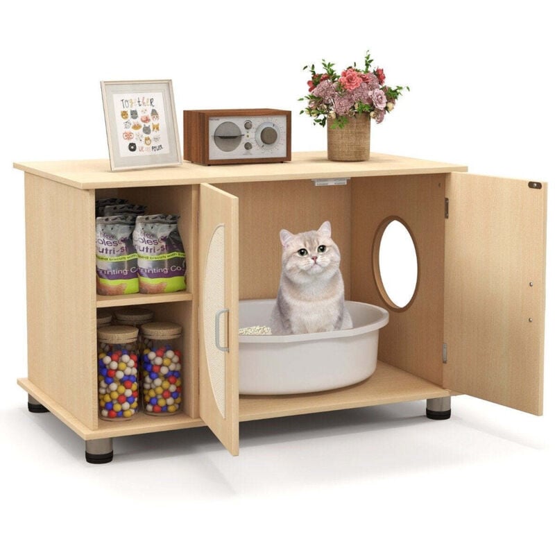 Northix - Katzenschrank fur katzentoilette mit kratzturen aus sisal katzenloch katzenklo schrank 82 x 48 x 52 cm