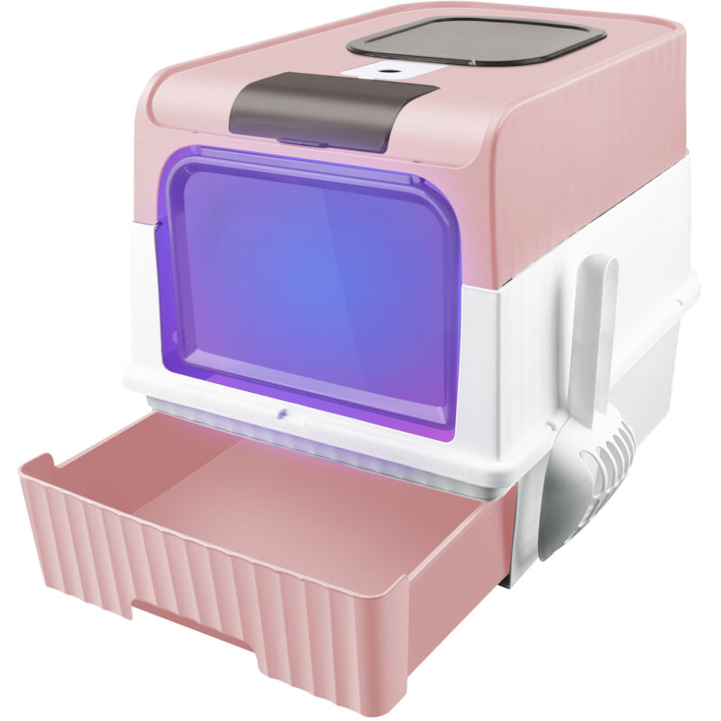 Haloyo - Katzentoilette Katzenklo mit Deckel Ultraviolette Sterilisation 48x35x36cm Rosa