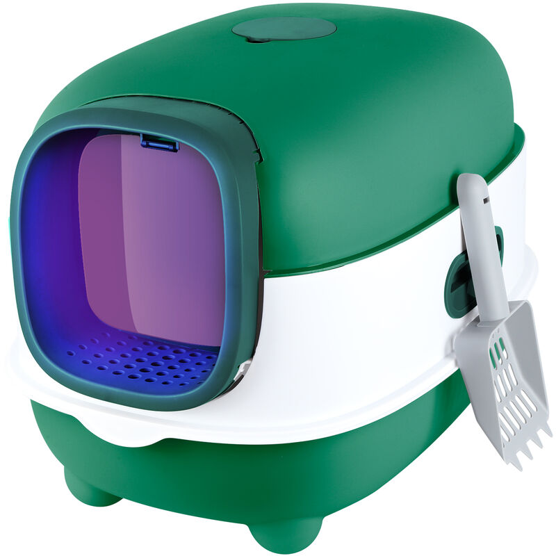 Katzentoilette Mit UV-Licht,Haloyo®,Faltbare geschlossene Katzentoilette mit Vordertür und Einstieg von Oben, mit Kunststoffschaufel,36 x 51 x