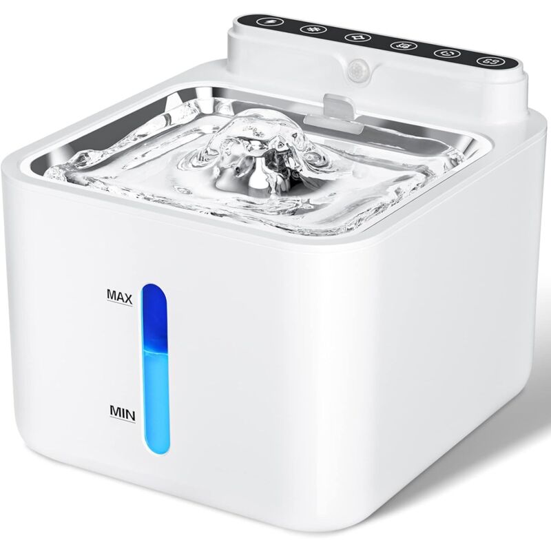 Katzentrinkbrunnen mit Bewegungsmelder, 3,2 l Katzenbrunnen, kabellos, wiederaufladbarer Akku, eingebauter 2600 mAh Lithium-Akku, mit leiser Pumpe