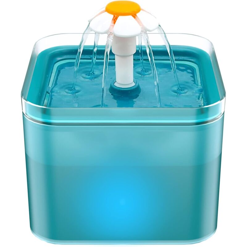 Tonchean - Katzentrinkbrunnen, ultraleiser Katzenwasserspender, Katzenwasserspender mit LED-Licht, 2-Liter-Katzenbrunnen mit Aktivkohlefilter und