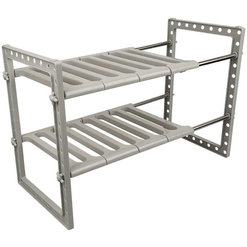 Küchenregal unter der Spüle 2 Ebenen unter der Spüle Küchenregal Edelstahl +PP erweiterbar und multifunktional 38-702638cm-grau