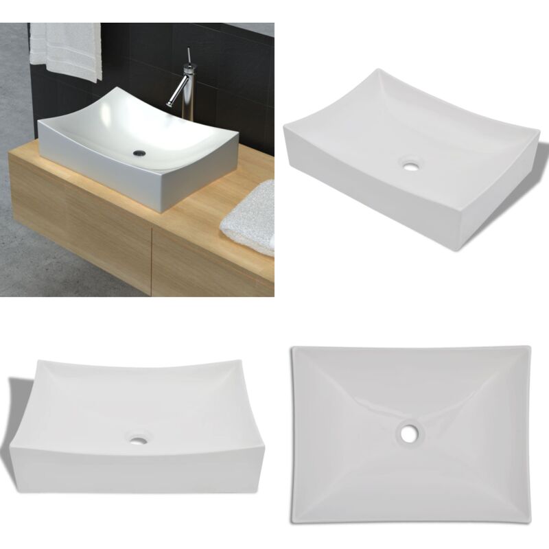 Vidaxl - Keramik Porzellan Waschtisch Waschbecken Hochglanz Weiß - Waschbecken - Keramikwaschbecken - Weißes Waschbecken - Modernes Waschbecken