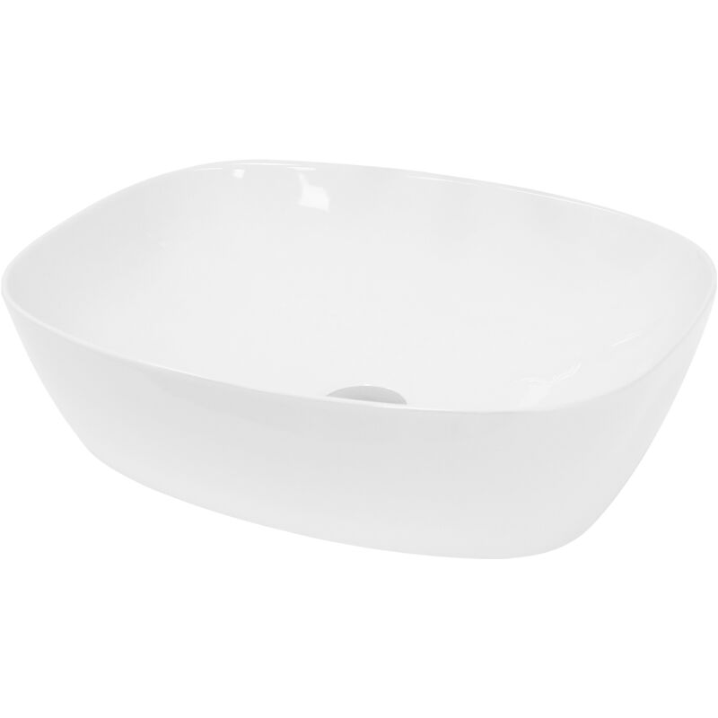 Luxebath - ecd Germany Waschbecken Waschtisch 505 x 385 x 135 mm aus Keramik Weiß Aufsatzbecken Aufsatzwaschbecken Handwaschbecken Aufsatzwaschtisch