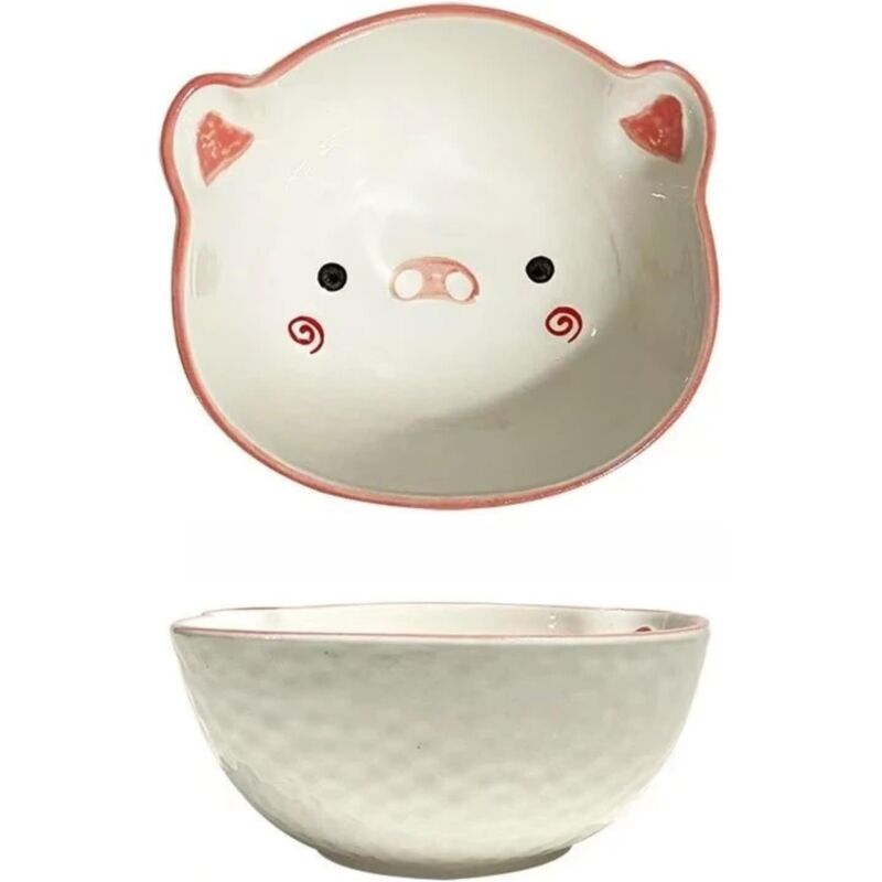 Keramische Ramen-Schüssel im Cartoon-Stil, niedliches Schweinchen-Motiv, Unterglasur-Dekor, Geschirrset für den täglichen Familiengebrauch