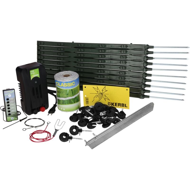 Paddock Weidezaun-Starterset mit 230-Volt-Netzgerät, Weidezaunband - Kerbl