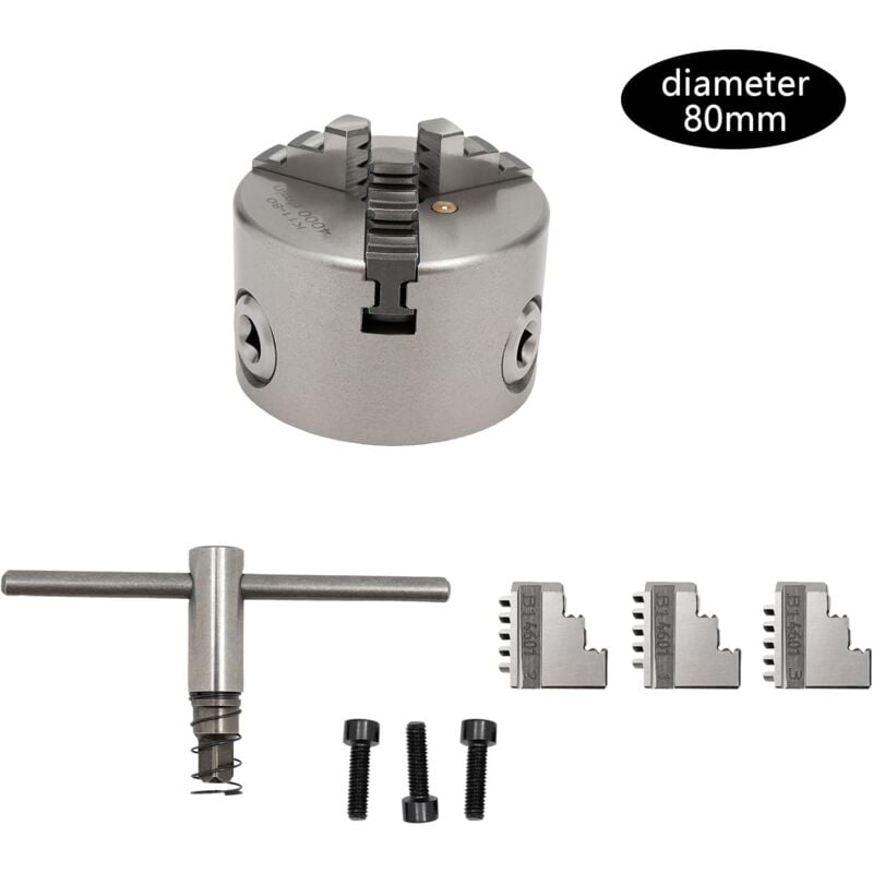 3-Backenfutter, Präzisions-Drehfutter mit drei Backen, Durchmesser 80-125 mm, 3 Drehfutter Tour (80 cm)