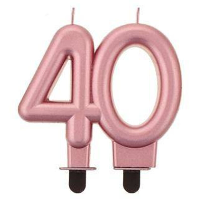 Kerze zum 40. Geburtstag, Roségold metallic, 8 cm