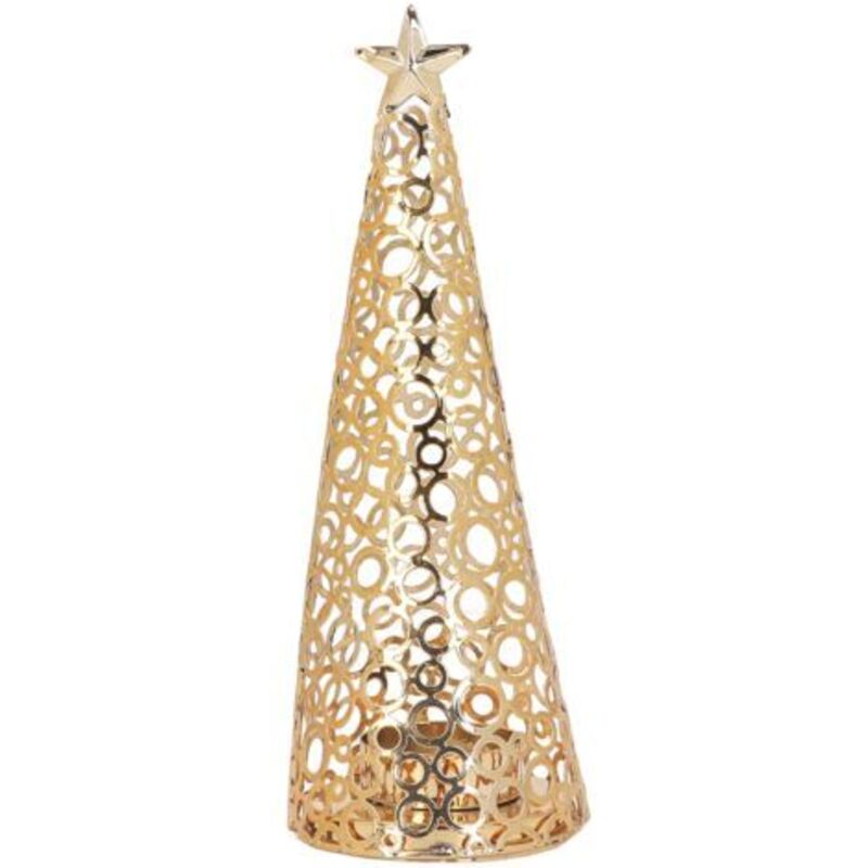 Kerzenhalter aus Aluminiumlegierung, exquisiter Weihnachtsbaum-Kerzenständer, Heimdekoration, Gold