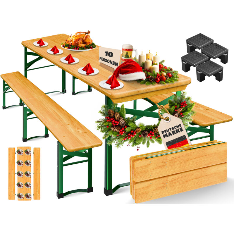 Bierzeltgarnitur 3 teilig Gartenmöbel-Set Klappbar 170 x 46 x 75cm 2X Bierbänke 1x Biertisch Festzeltgarnitur Biertisch Stehtisch Sitzgarnitur