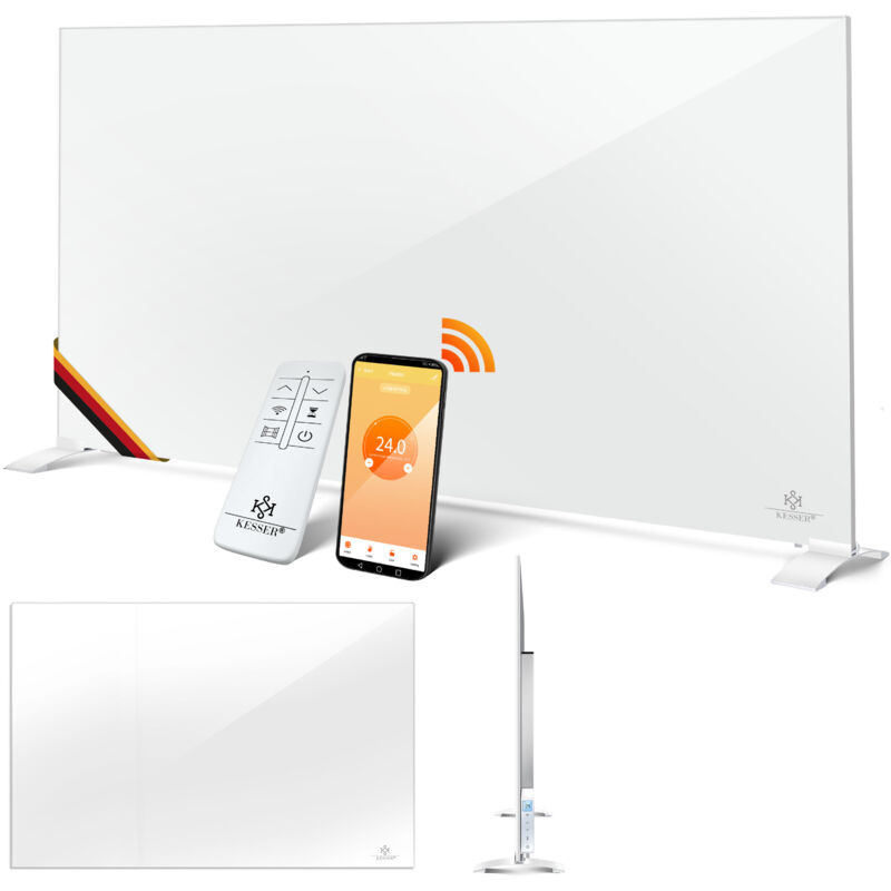 Infrarotheizung, Aluminiumheizung Energiesparend 2in1 Standgerät & Wandmontage, Elektroheizung mit Erkennung Offener Fenster + Fernbedienung,