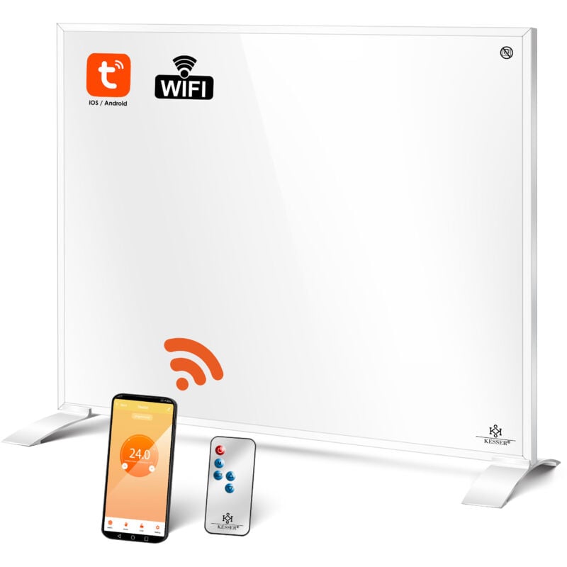 Infrarotheizung Energiesparend Infrarot 2in1 Standgerät & Wandmontage Elektroheizung mit Fernbedienung Thermostat & App-Steuerung Timer Weiß / 350W