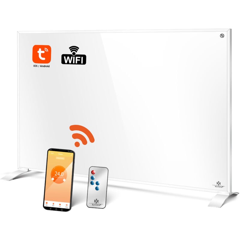 KESSER® Infrarotheizung Energiesparend Infrarot 2in1 Standgerät & Wandmontage Elektroheizung mit Fernbedienung Thermostat & App-Steuerung Timer Weiß
