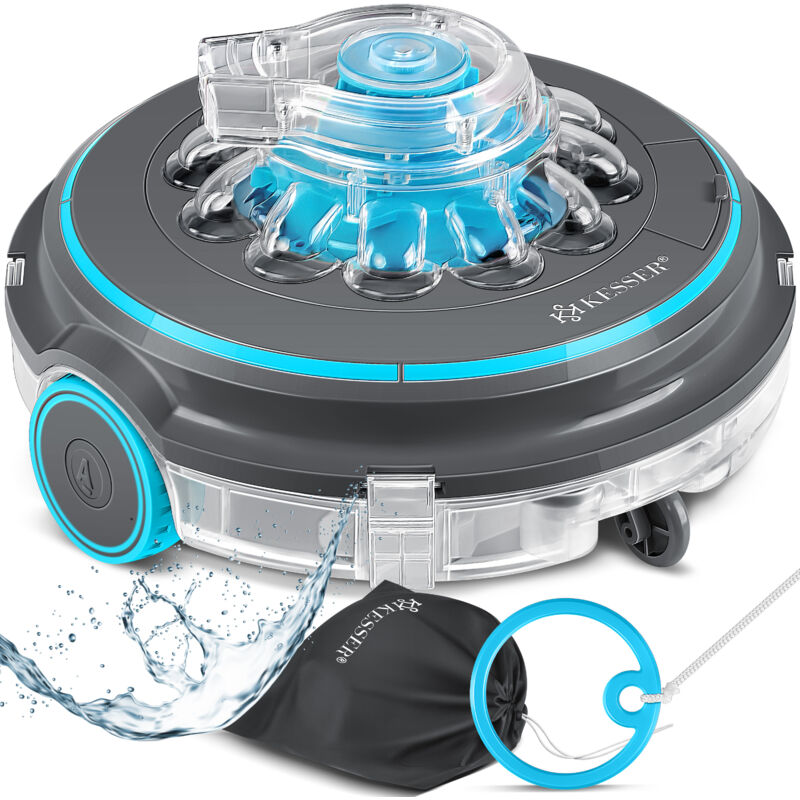 Kesser - Poolroboter, Poolreiniger Akku Aqua-9000 inkl. Transporttasche, Pool Roboter für bis 80m² Pools, Li-Ion Akku max. 75 min, Kabellos