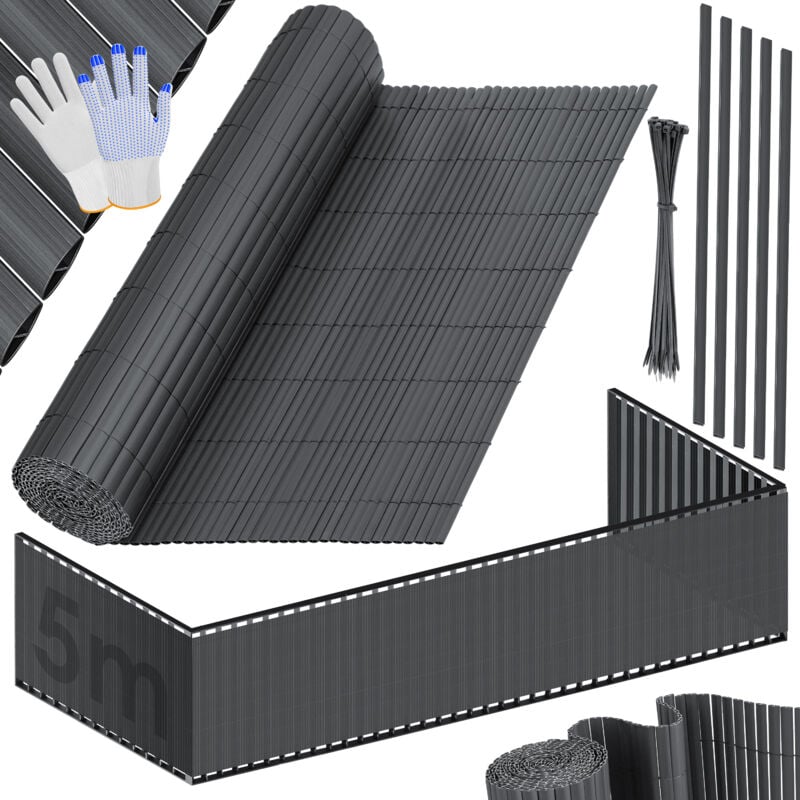 Pvc Sichtschutzmatte Sichtschutzzaun Balkonverkleidung Windschutz Wetterfest verstärkten Lamellen für Garten Balkon Terrasse Outdoor Schwarz / 100 x