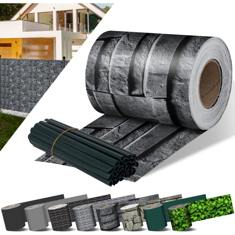 Pvc Sichtschutzstreifen Sichtschutz Rolle Doppelstabmatten Zaun Blickdicht Wetterfest und Windschutz Zaunfolie Sichtschutz Garten 70 m / Schiefer