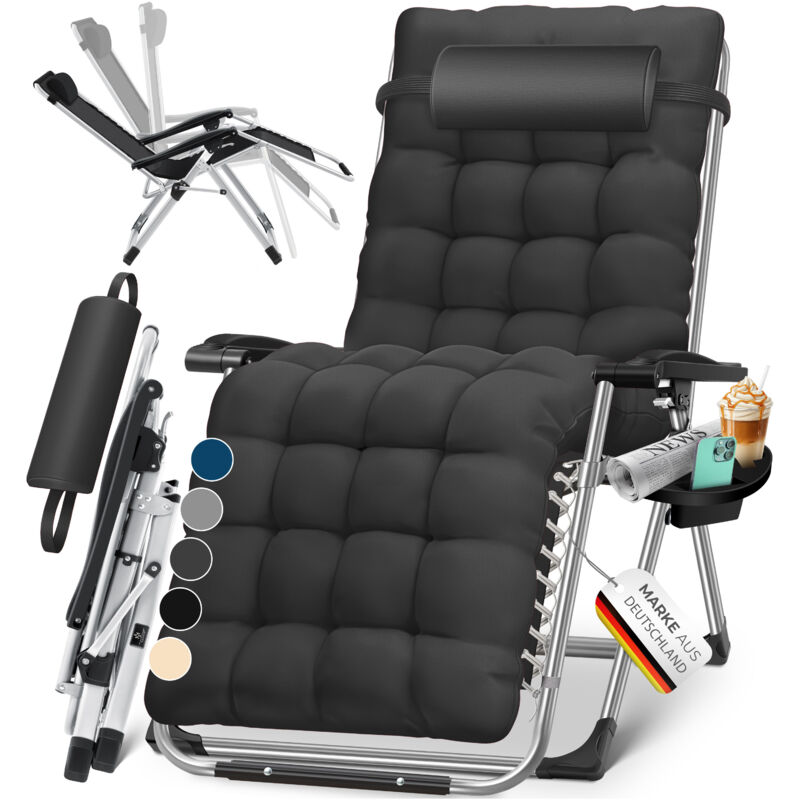 Kesser - Sonnenliege Liegestuhl Klappbar Mit Getränkehalter Gartenstuhl Mit Auflage Polster Liegestuhl Extra groß Gartenliege Verstellbare