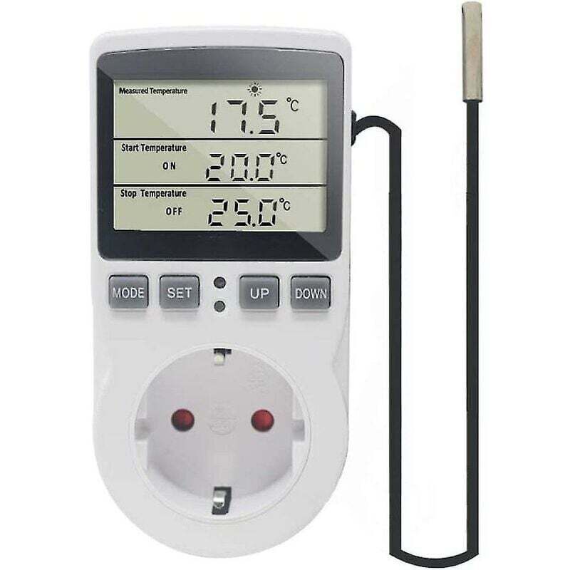 Ketotek 230V Temperaturregler Steckdose mit Sensor Digitale Thermostat Steckdose mit Timer Steckdose Thermostat Zeitschaltuhr für Gewächshäuser
