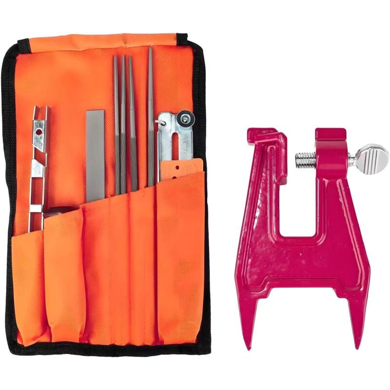 Kettensägen-Schärffeilen-Set, Kettensägenkettenschärfer mit 3 Größen: Rundfeile (5/32 Zoll, 3/16 Zoll, 7/32 Zoll), Flachfeile, Griff,