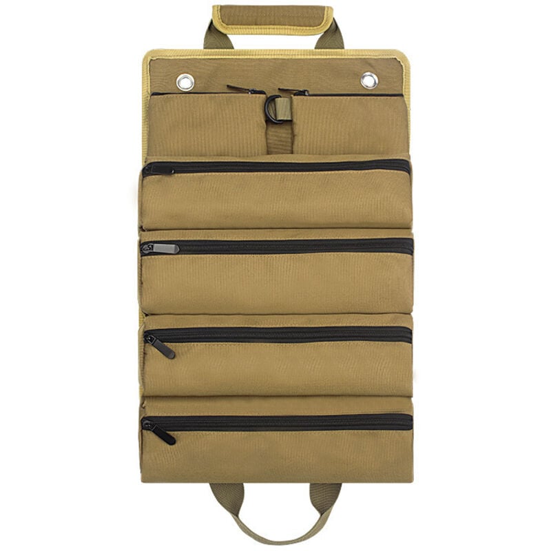 Khakifarbene, gerollte Hardware-Tasche, Garten-, Elektriker- und Zimmerei-Werkzeugtasche, verdickte Hardware-Tasche, Auto-Hardware-Werkzeugtasche,