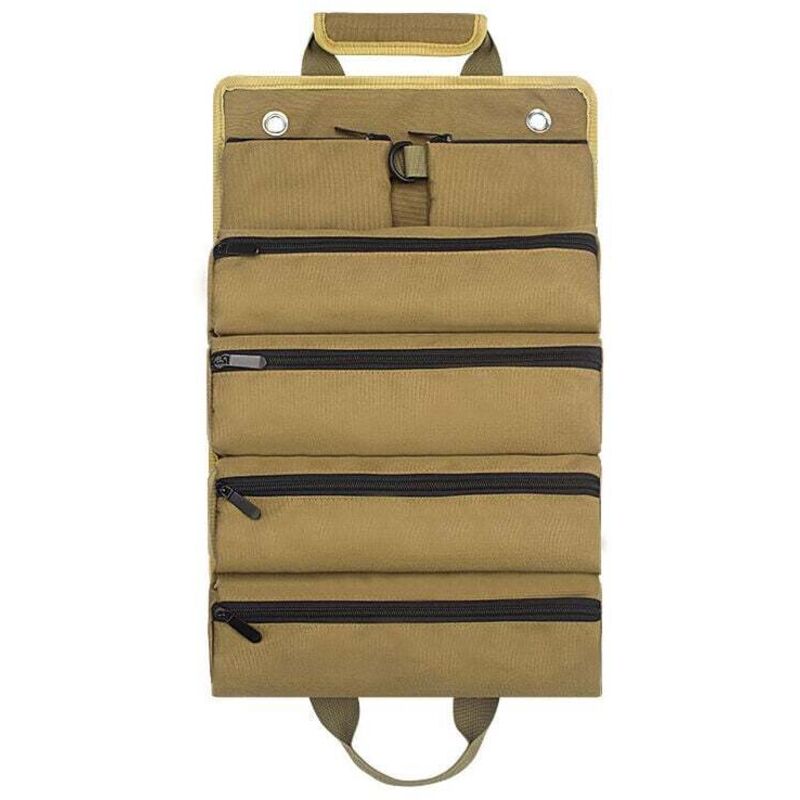 Khakifarbene, gerollte Hardware-Tasche, Garten-, Elektriker- und Zimmerei-Werkzeugtasche, verdickte Hardware-Tasche, Auto-Hardware-Werkzeugtasche,