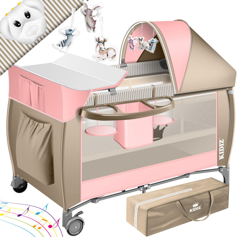 Kidiz - Babybett 3 in 1 Reisebett Kombi Set Baby Bett mit Wickelauflage Moskitonetz Laufstall Baby ab Geburt bis 15 kg luftige Seitenwände mit